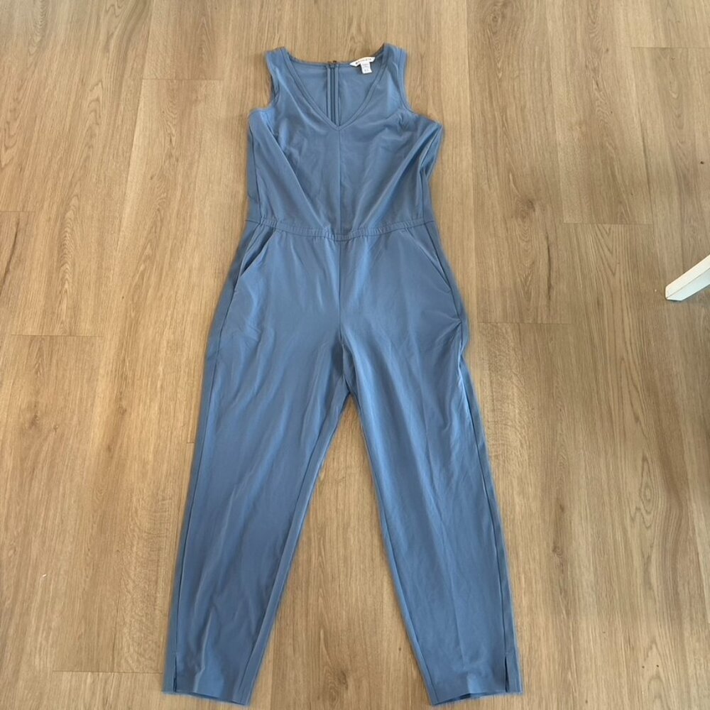 Athleta Brooklyn jumpsuit cottage blue NWT 10P Petite - Picture 2 of 11